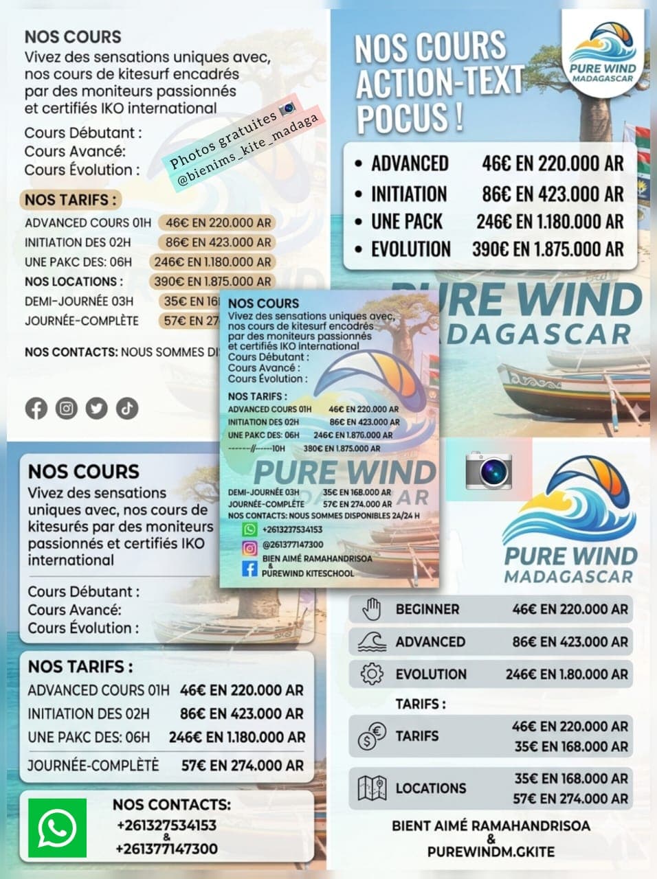Tarifs des cours de kitesurf – Pure Wind Kite School Madagascar